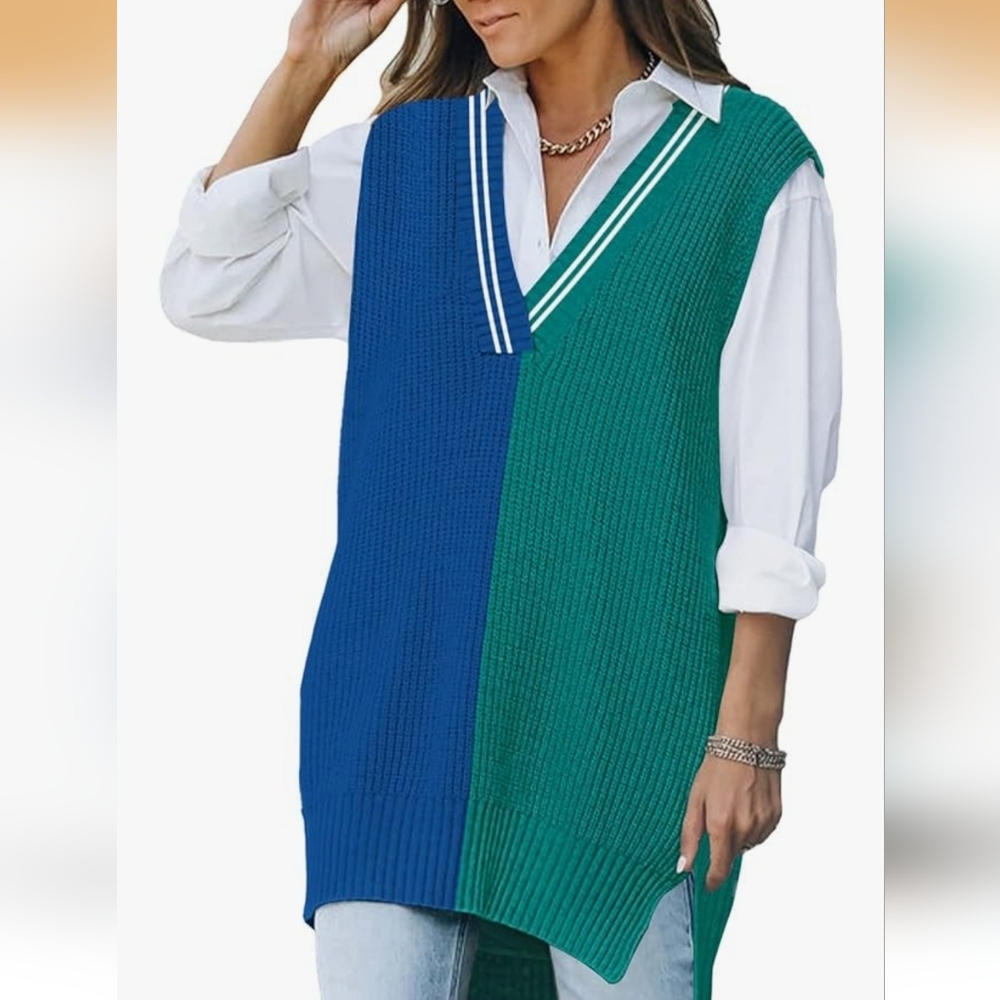 Colorblock V-Neck Sweater Vest